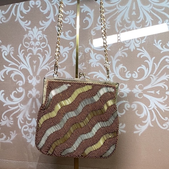 Clutch Mesh Beaded Clutch / Evening Bag Vintage - Picture 1 of 6